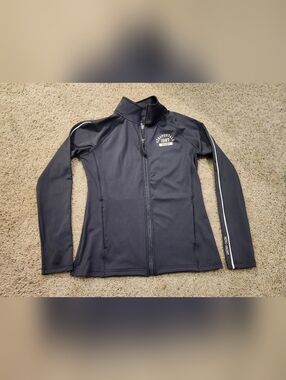 Aeropostale Women's Black Full-Zip Performance Jacket with White Stripe
